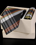 Orange Black Checkered Necktie Set