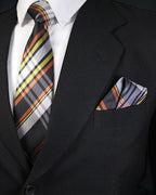 Orange Black Checkered Necktie Set
