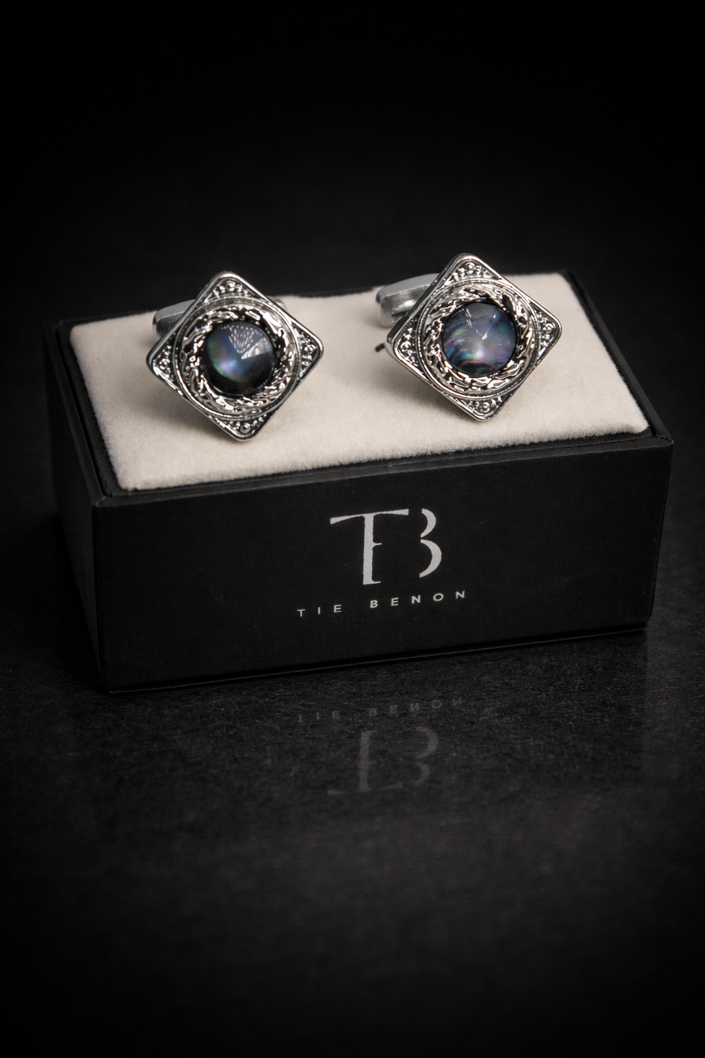 Luxury Black Stone Square Cufflinks for Men