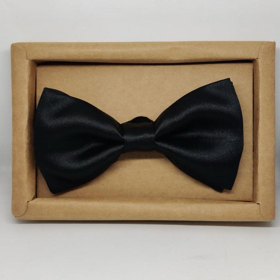 Black Solid Double Layered Bowtie