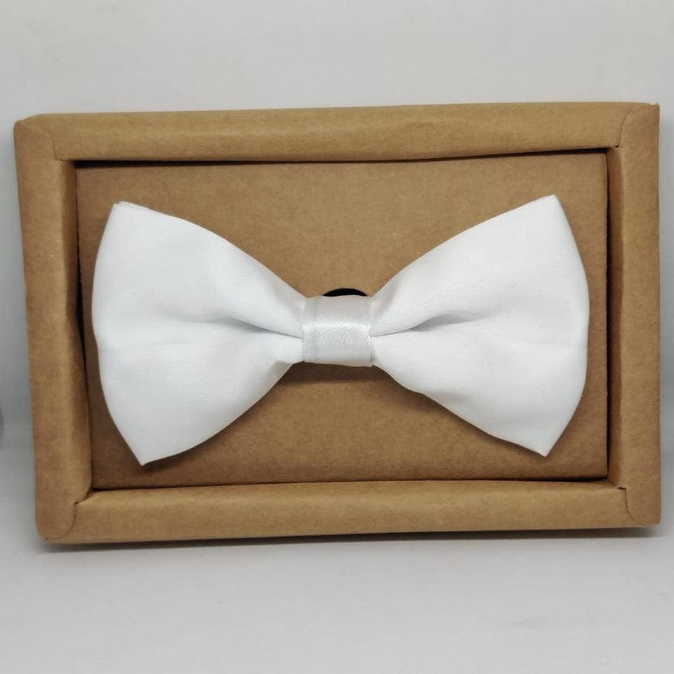 White Solid Double Layered Bowtie