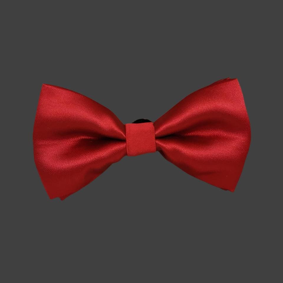 Dark Red Solid Double Layered Bowtie