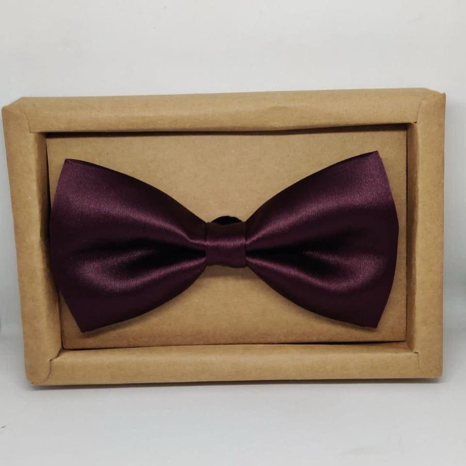 Burgundy Solid Double Layered Bowtie