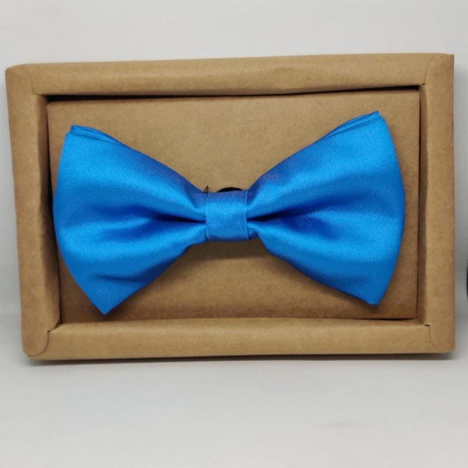 Ocean Blue Solid Double Layered Bowtie