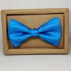 Ocean Blue Solid Double Layered Bowtie