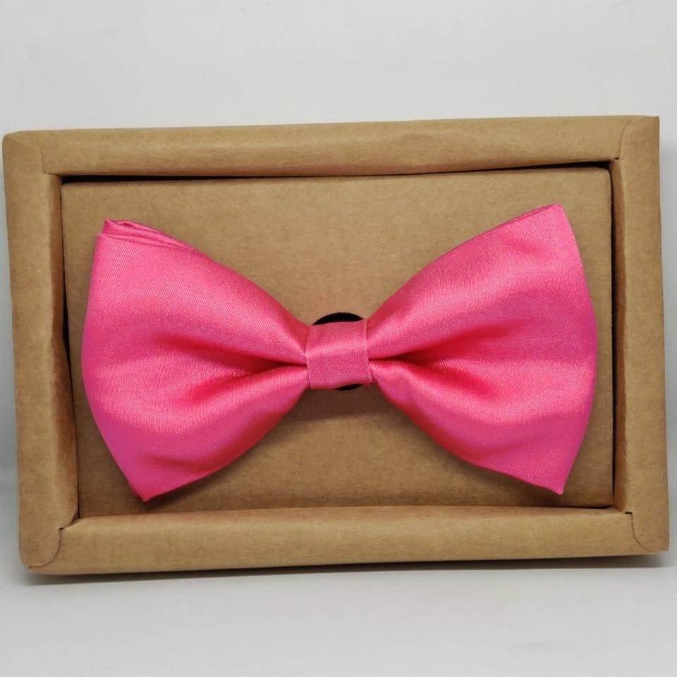 Pink Solid Double Layered Bowtie