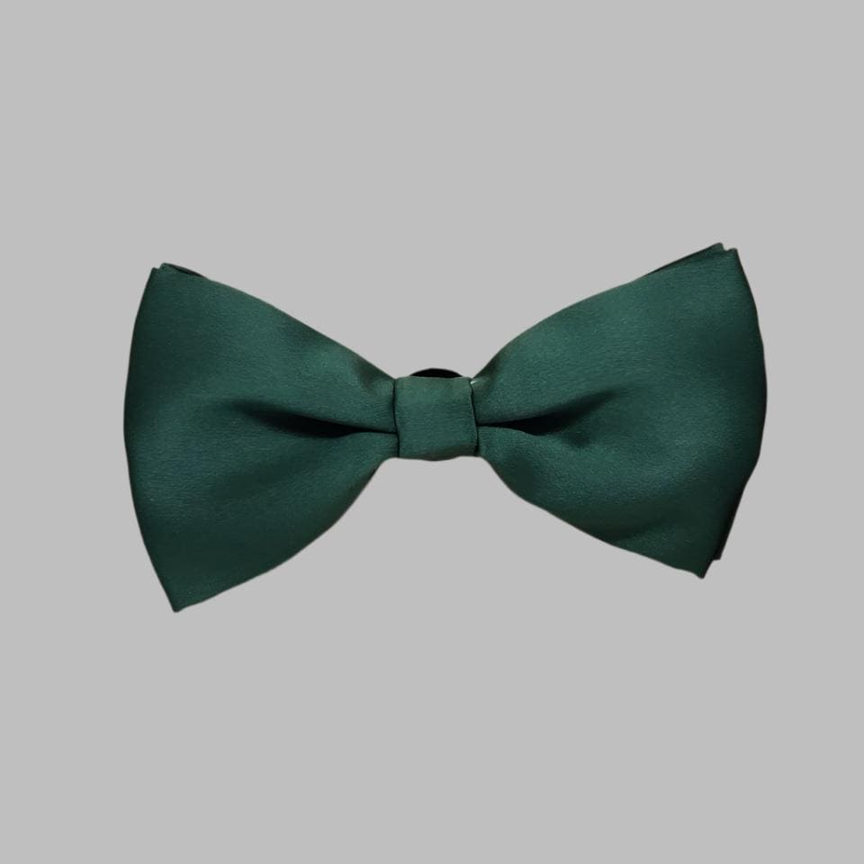 Dark Green Solid Double Layered Bowtie