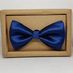 Navy Blue Solid Double Layered Bowtie