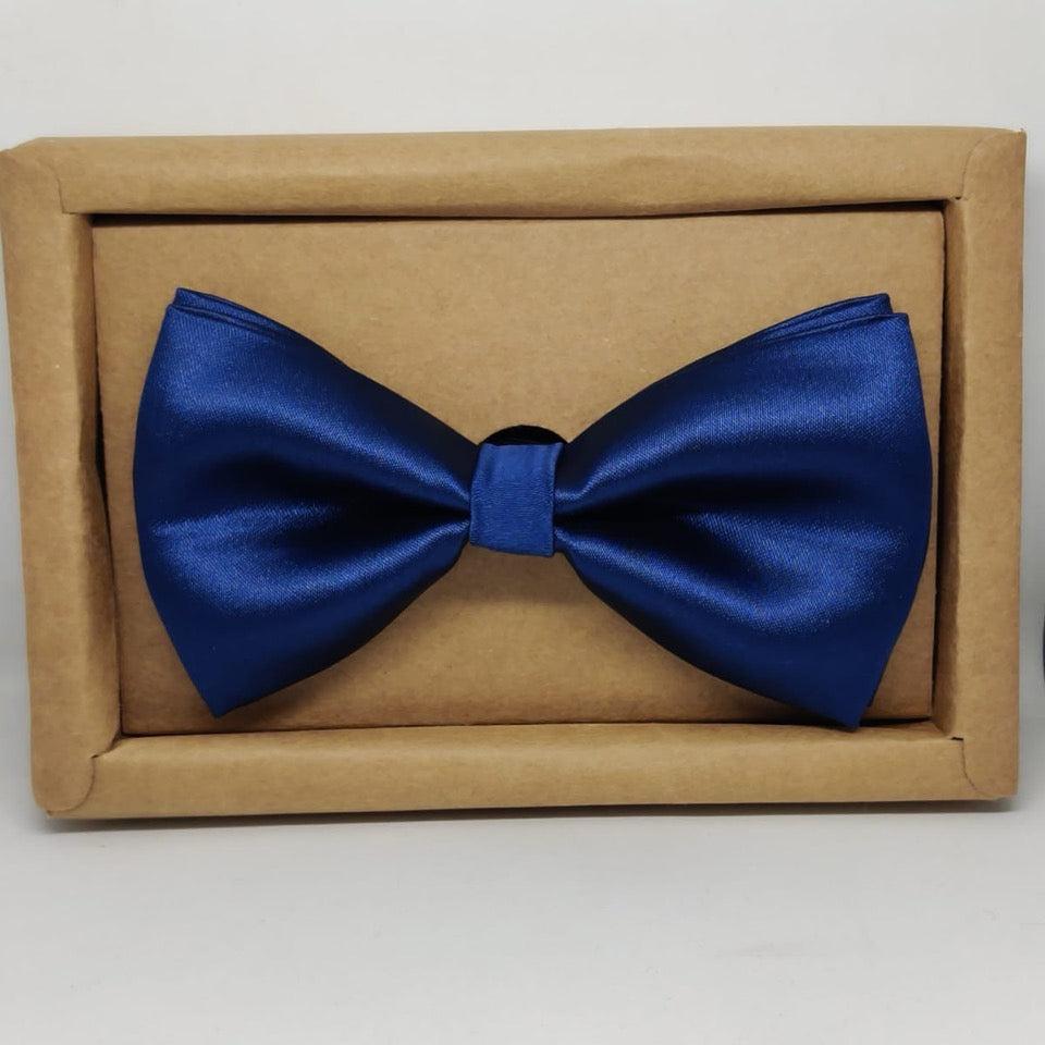 Navy Blue Solid Double Layered Bowtie