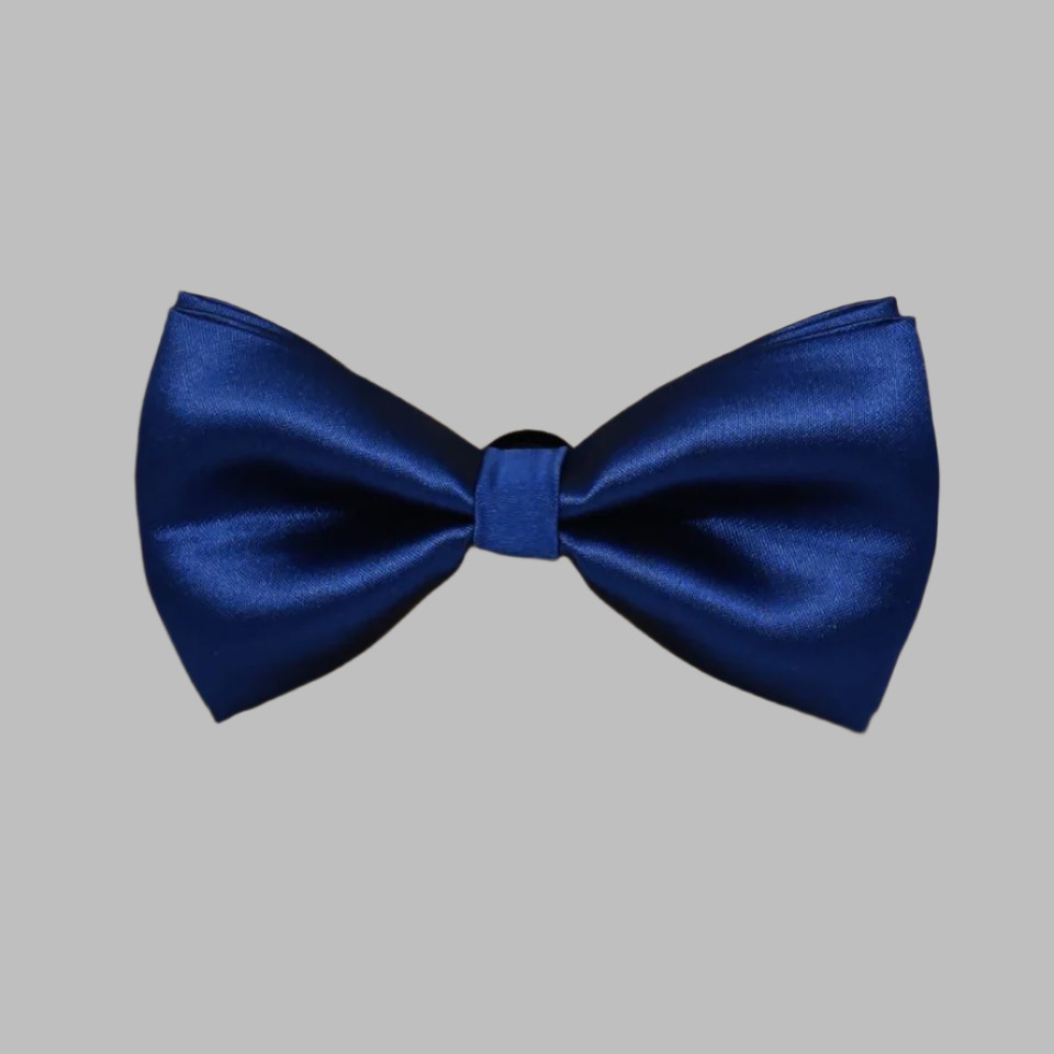 Navy Blue Solid Double Layered Bowtie