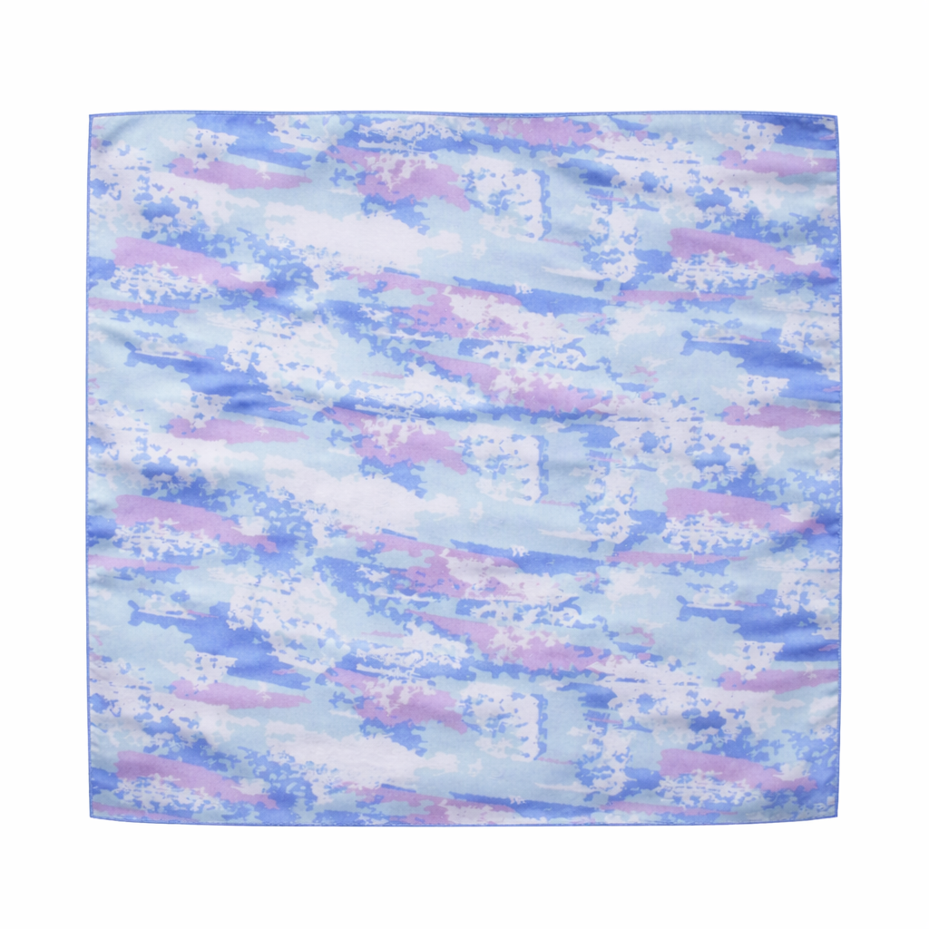 Blue Multicolour Abstract Printed Scarf With Pocket Square