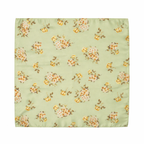 Sage Green And Yellow Floral Printed Scarf With Pocket Square
