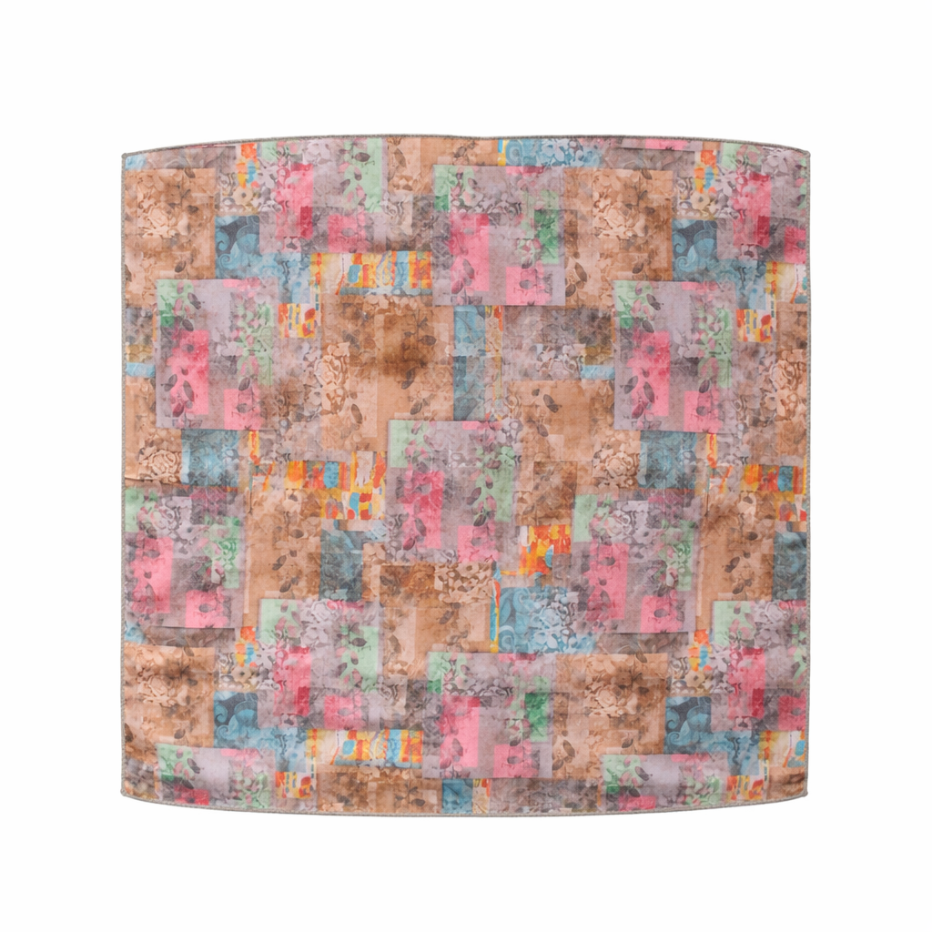 Brown Multicolour Geometric Printed Scarf With Pocket Square