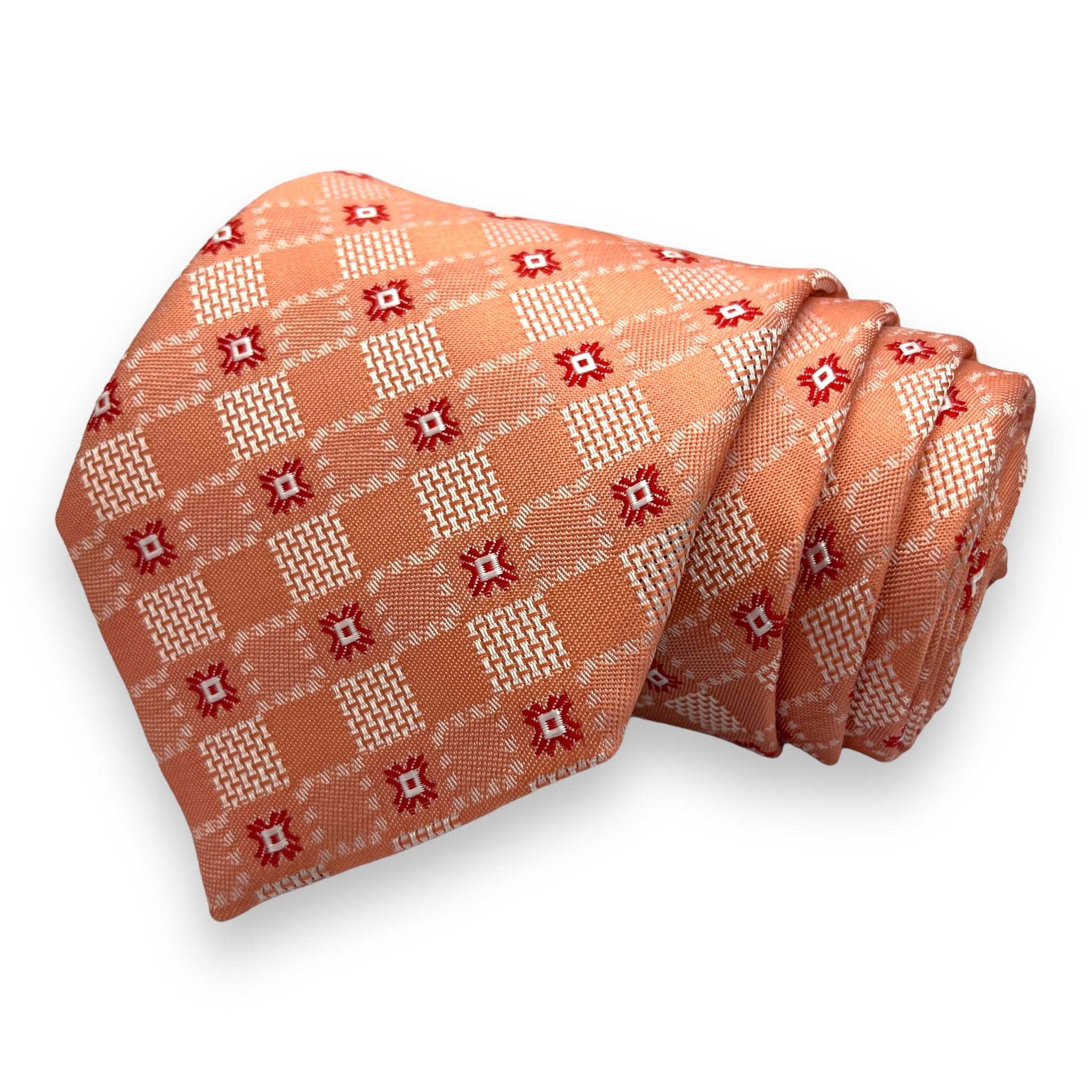 Peach Self Checkered Tie