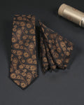 Light Brown & Gold Paisley Tie & Pocket Square