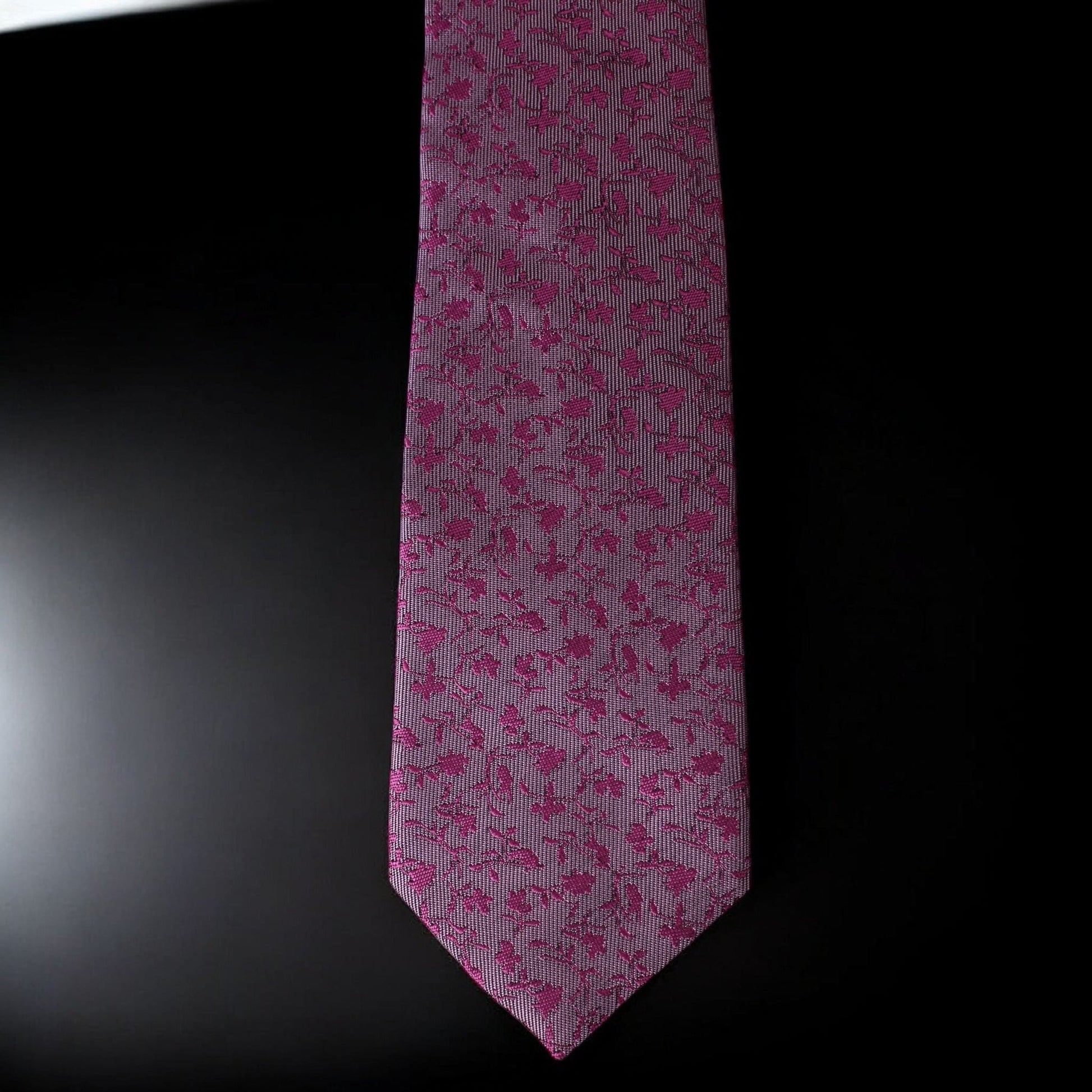 Artistic Magenta Floral Microsilk Tie