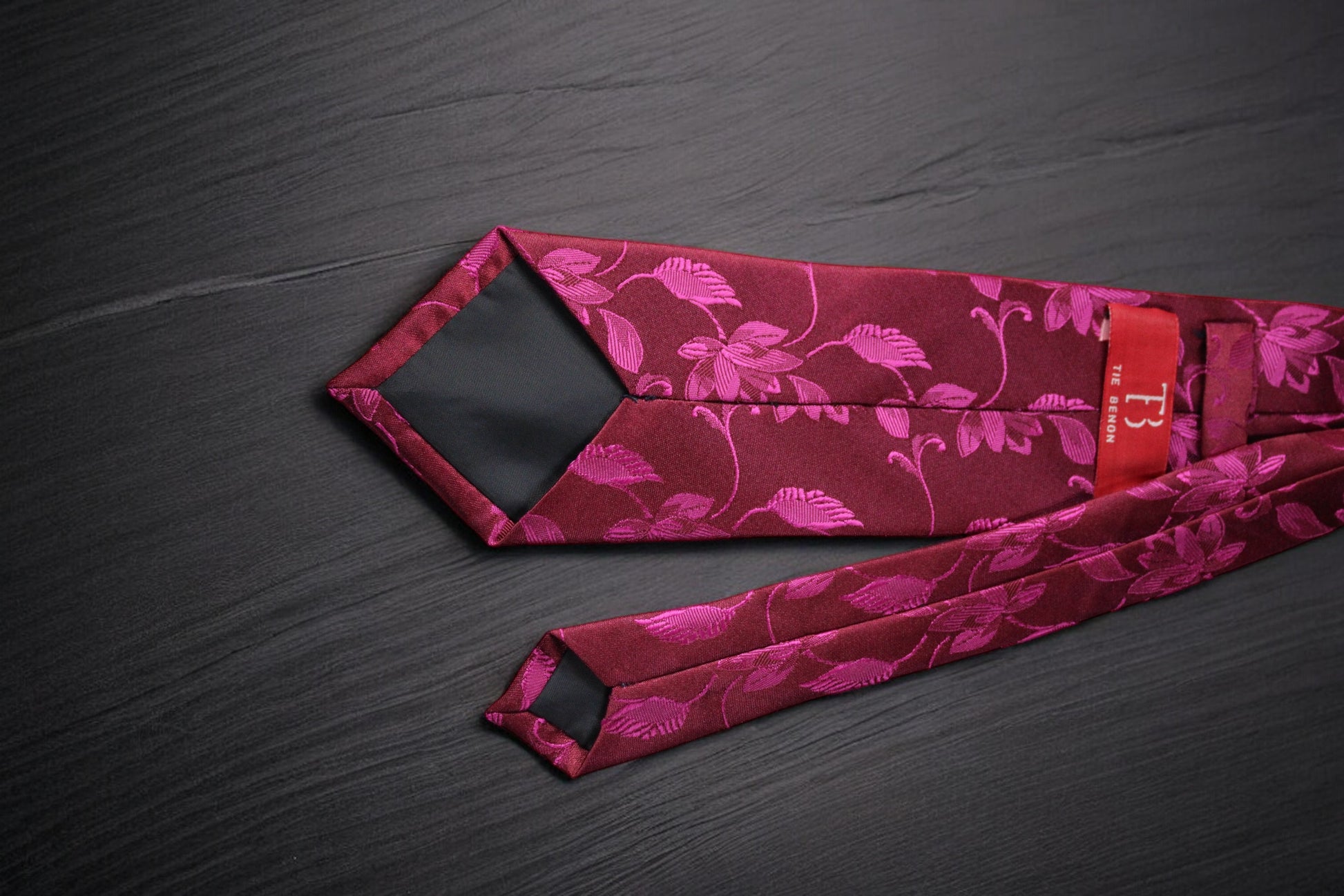 Maroon & Magenta Floral Tie & Pocket Square
