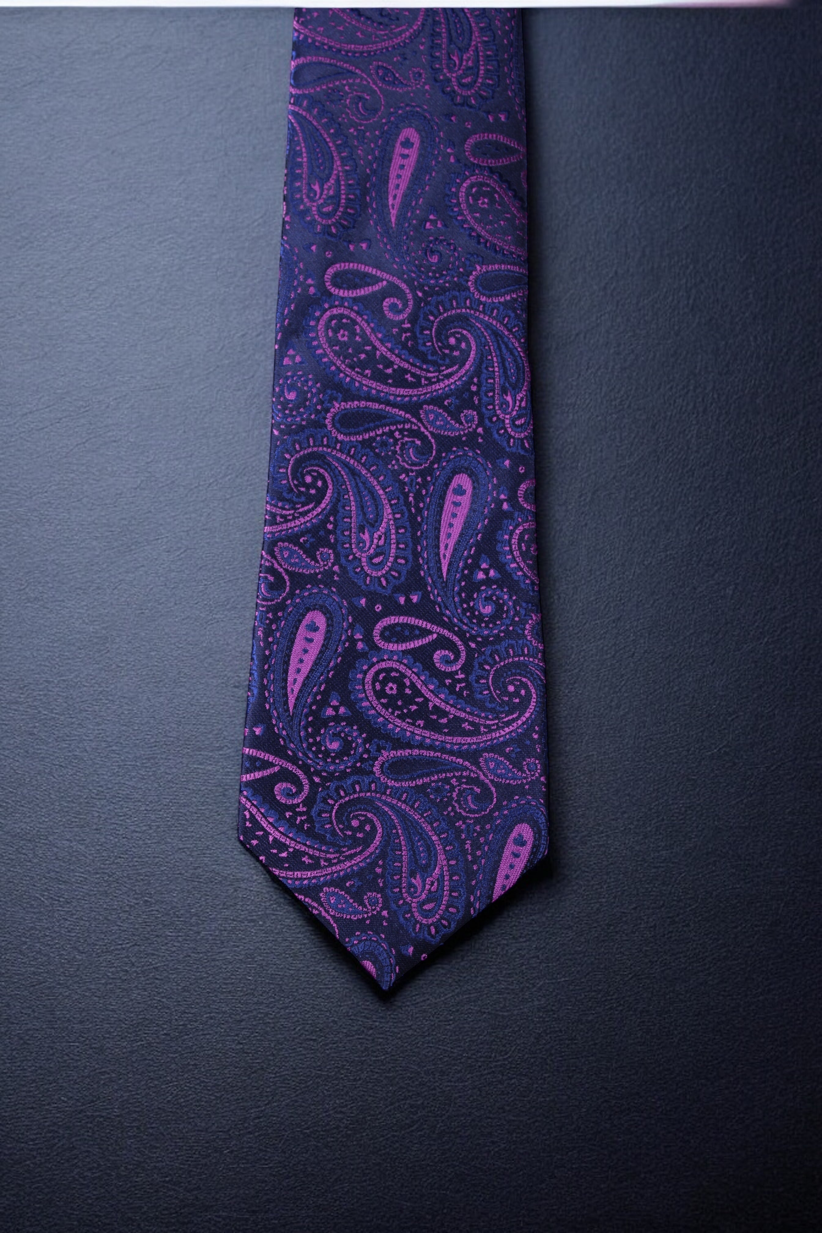 Blue & Magenta Paisley Tie & Pocket Square