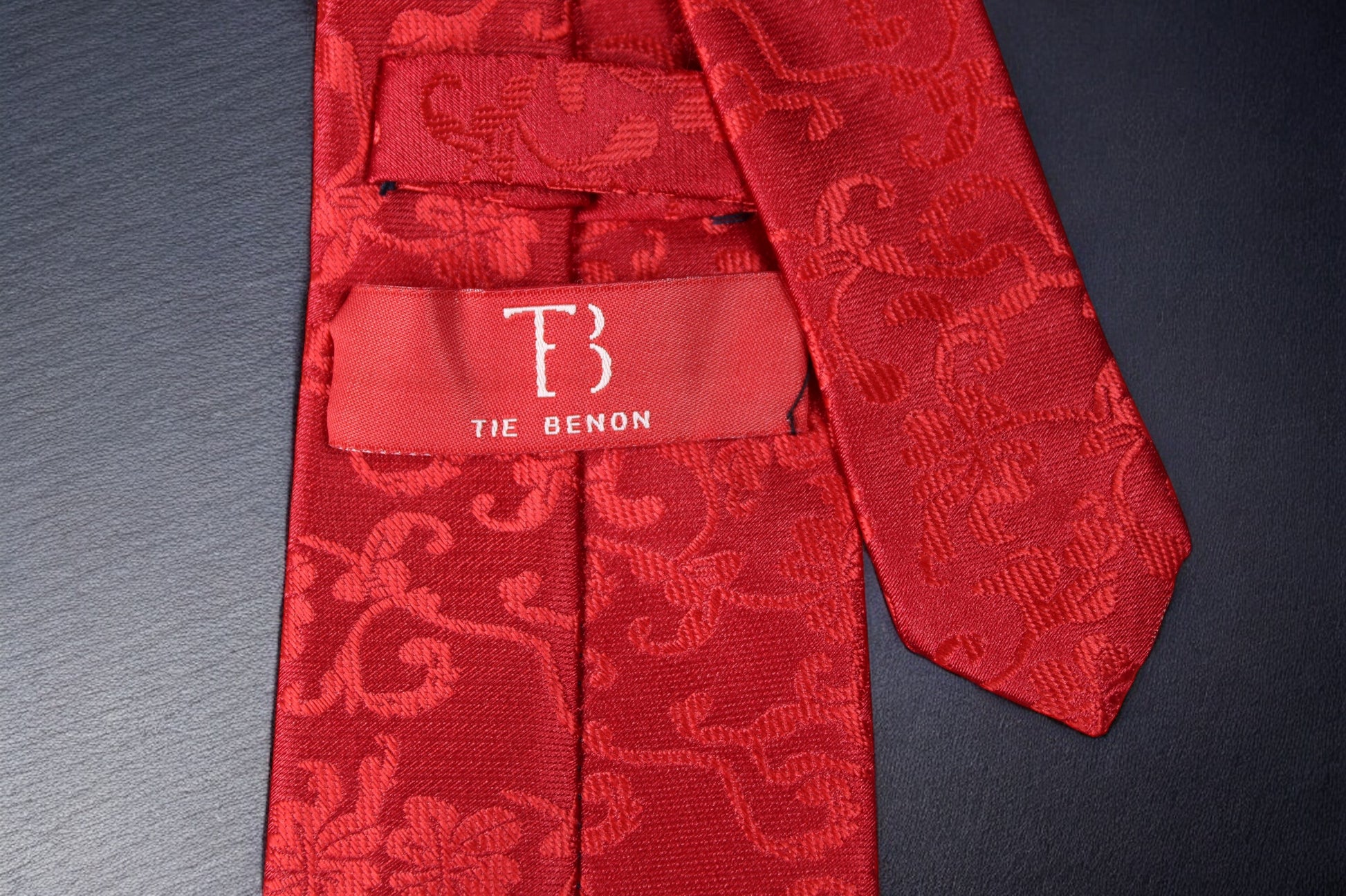 Crimson Red Floral Tie & Pocket Square