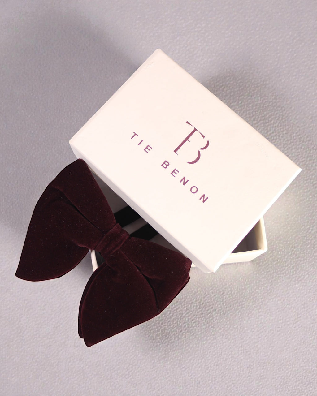 Burgundy Velvet Solid Butterfly Double Layered Bowtie