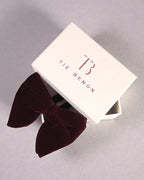 Burgundy Velvet Solid Butterfly Double Layered Bowtie