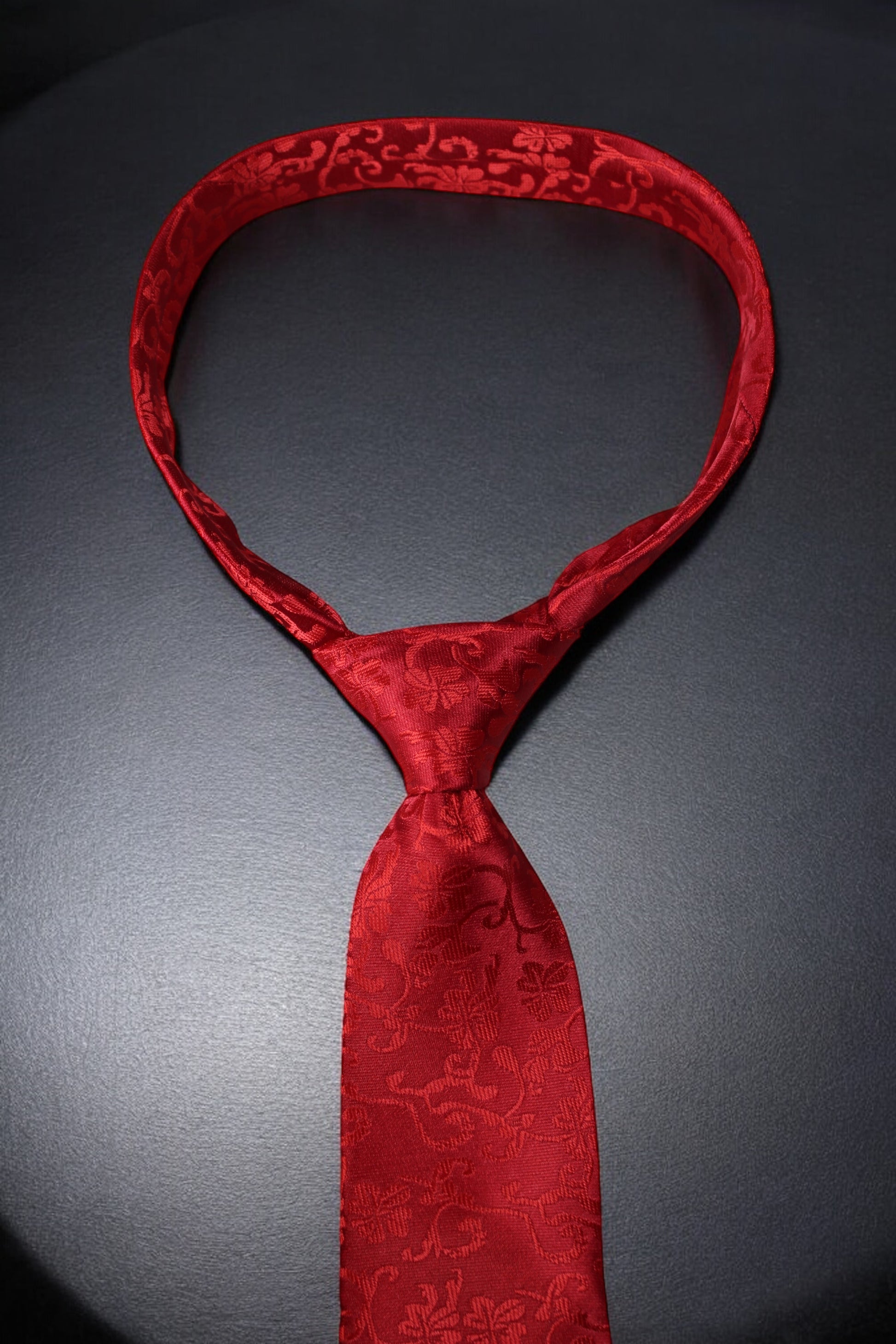 Crimson Red Floral Tie & Pocket Square