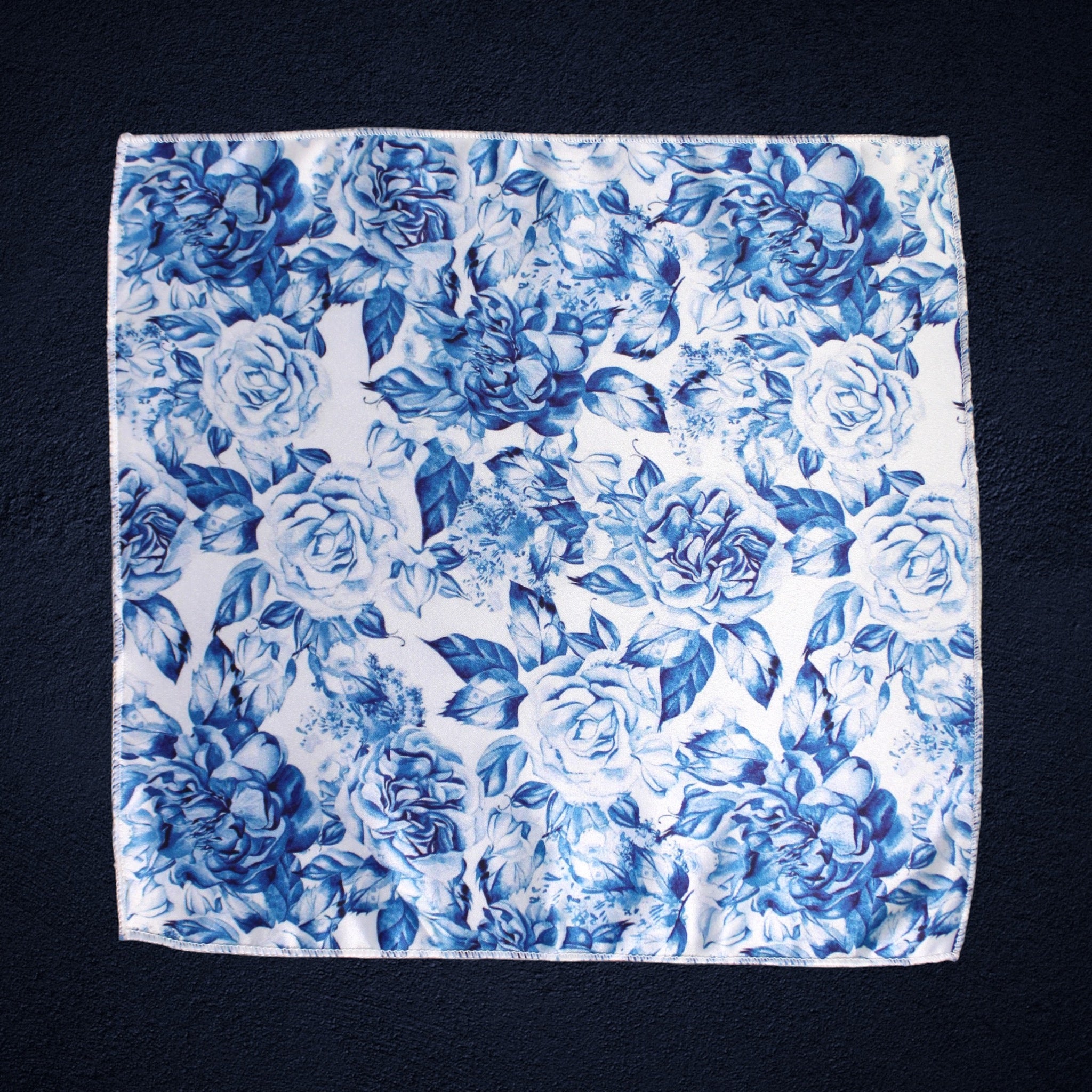 Blue Floral Microfiber Pocket Square