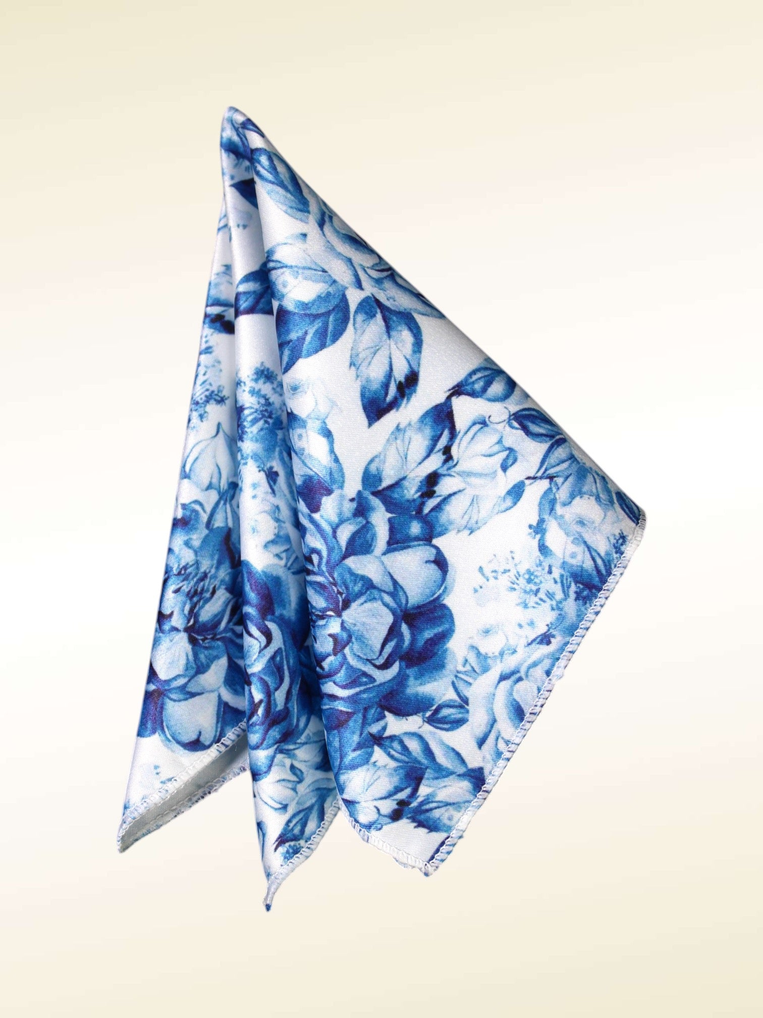Blue Floral Microfiber Pocket Square