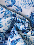 Blue Floral Microfiber Pocket Square