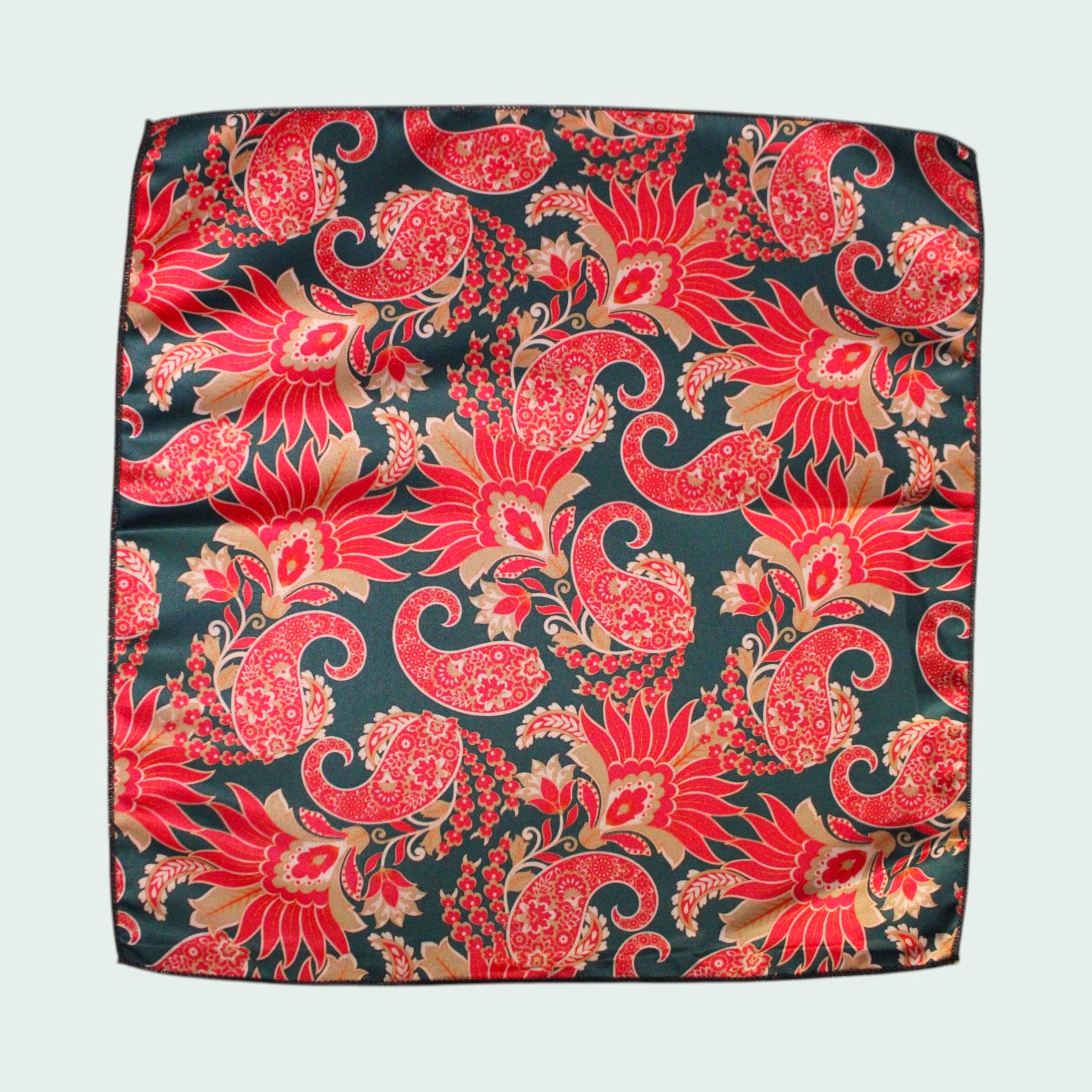Red Paisley Floral Microfiber Pocket Square