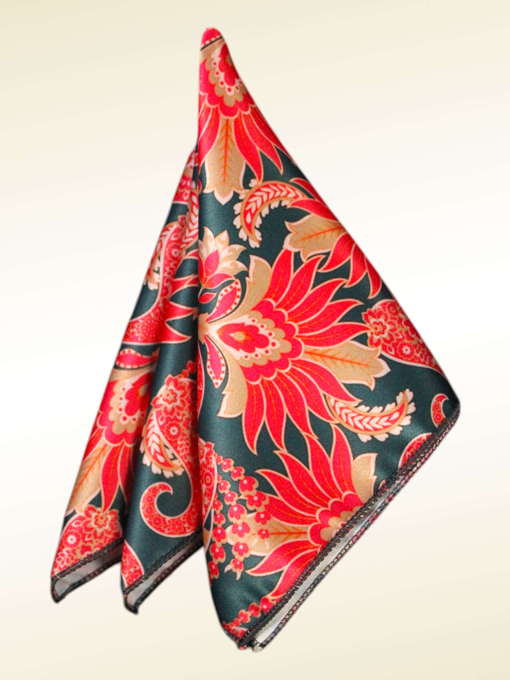 Red Paisley Floral Microfiber Pocket Square