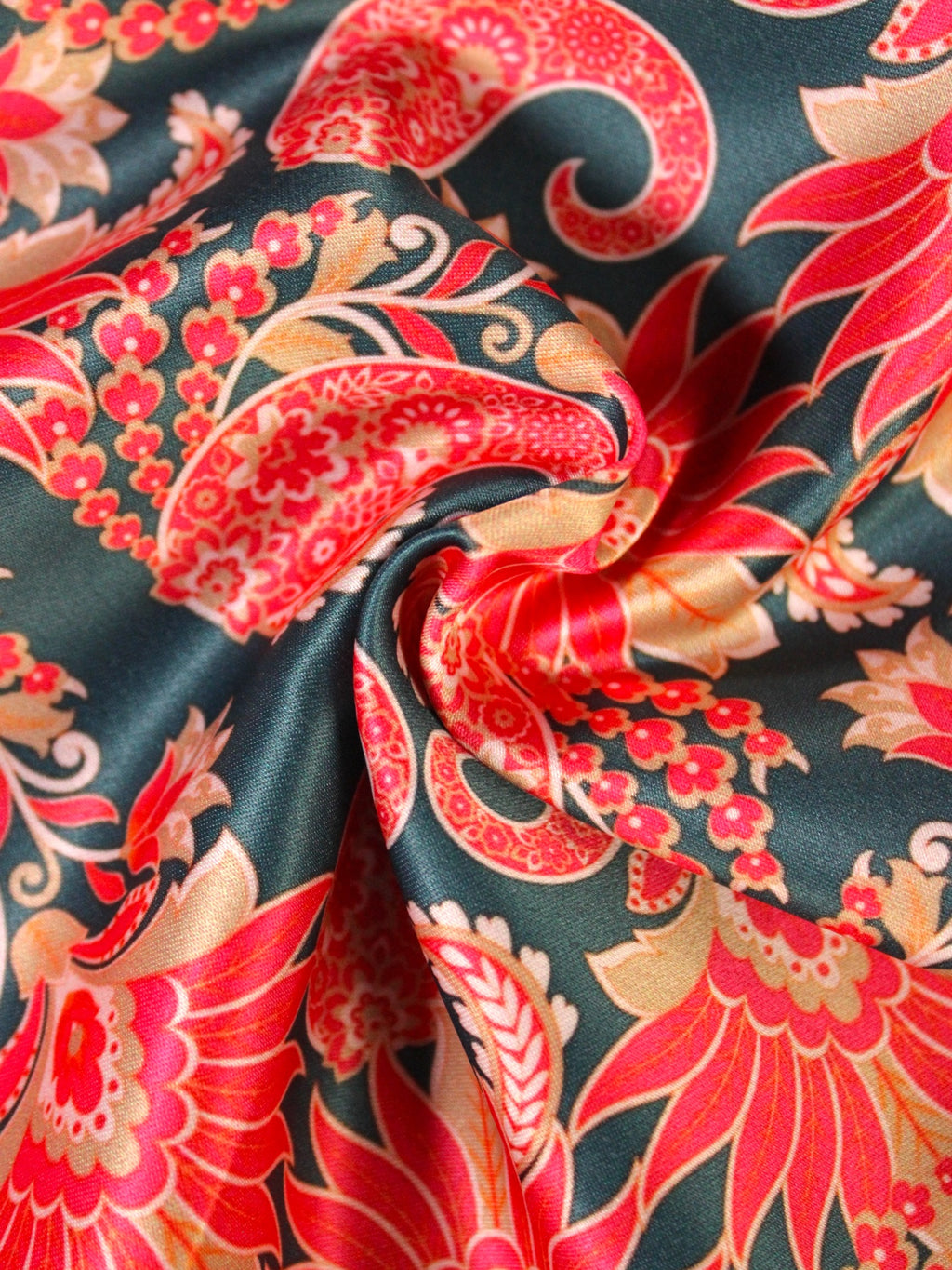 Red Paisley Floral Microfiber Pocket Square