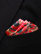 Red Paisley Floral Microfiber Pocket Square