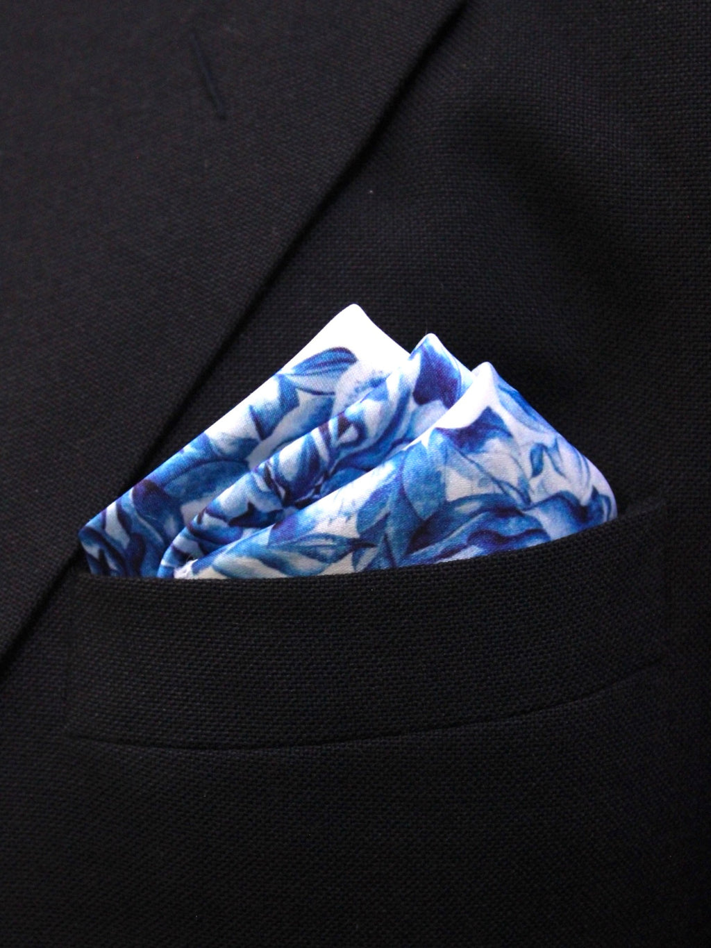Blue Floral Microfiber Pocket Square