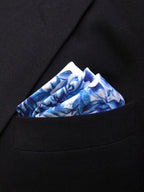 Blue Floral Microfiber Pocket Square