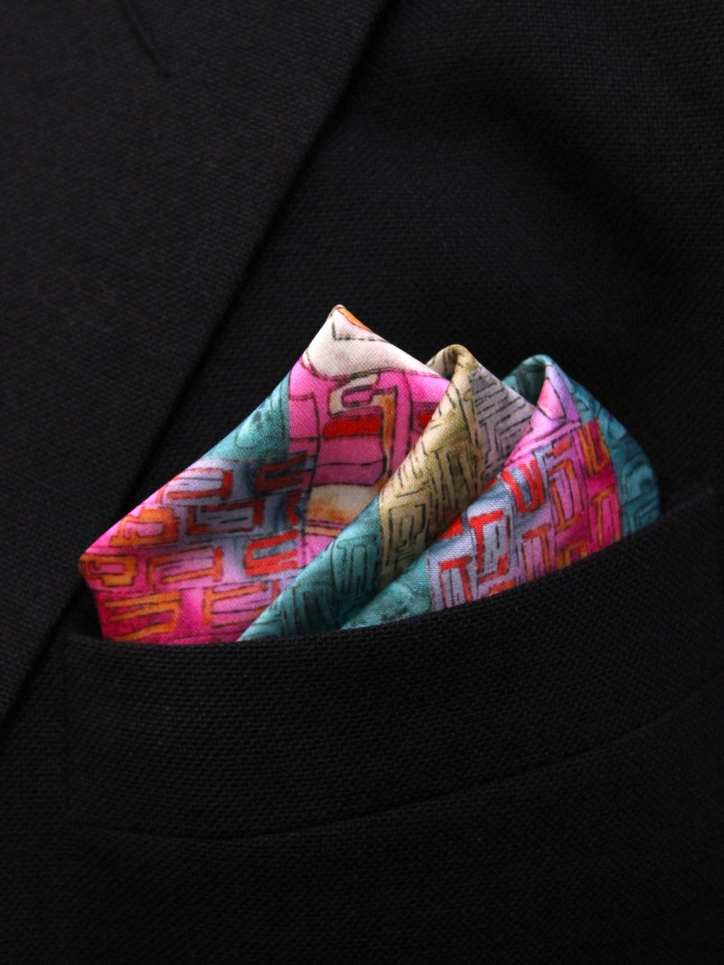 Multicolor Abstract Microfiber Pocket Square