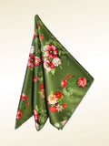 Green Floral Microfiber Pocket Square