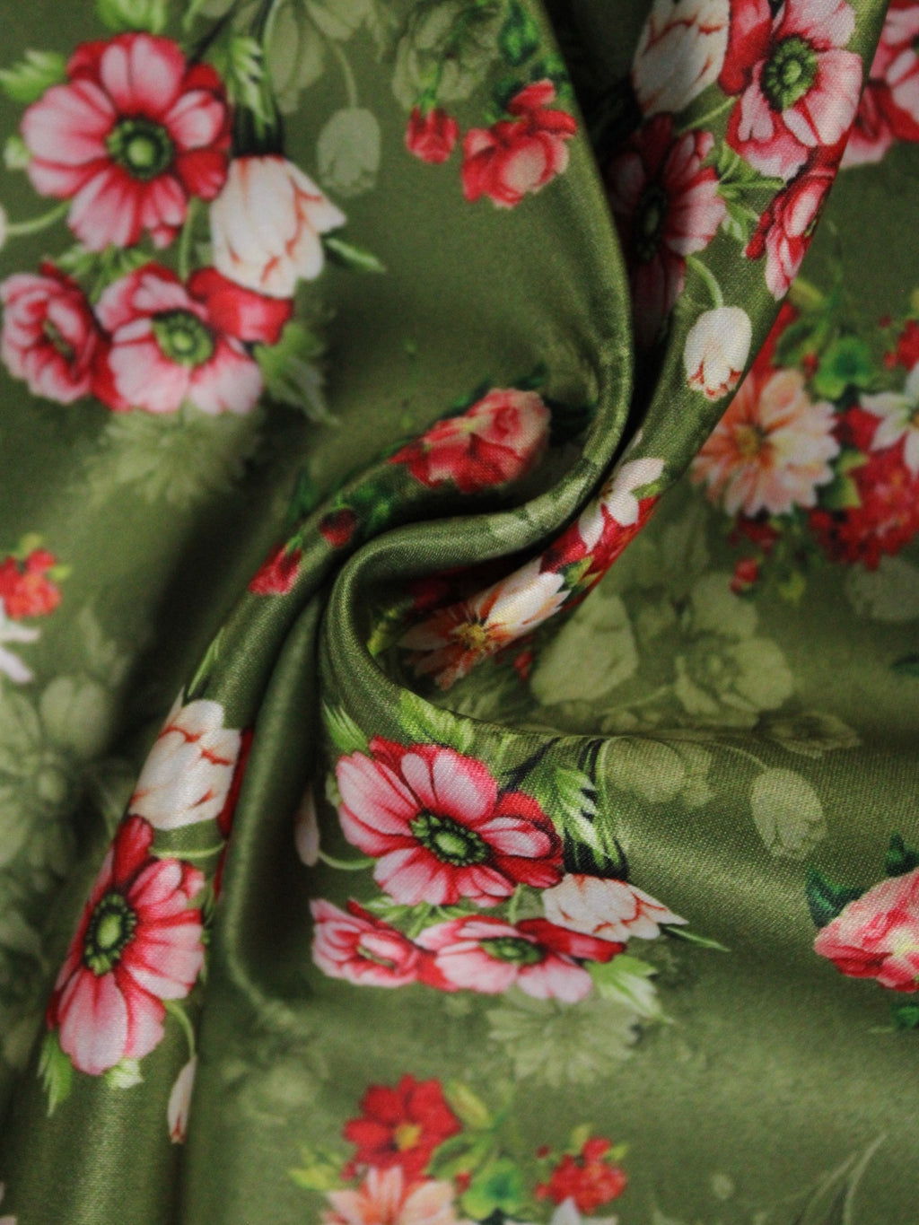 Green Floral Microfiber Pocket Square