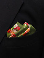 Green Floral Microfiber Pocket Square