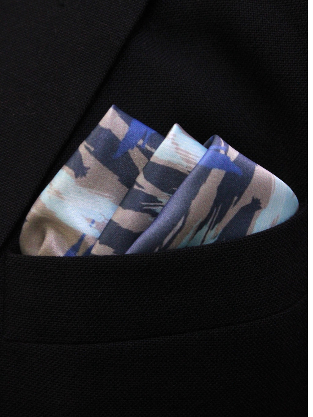 Blue Abstract Microfiber Pocket Square