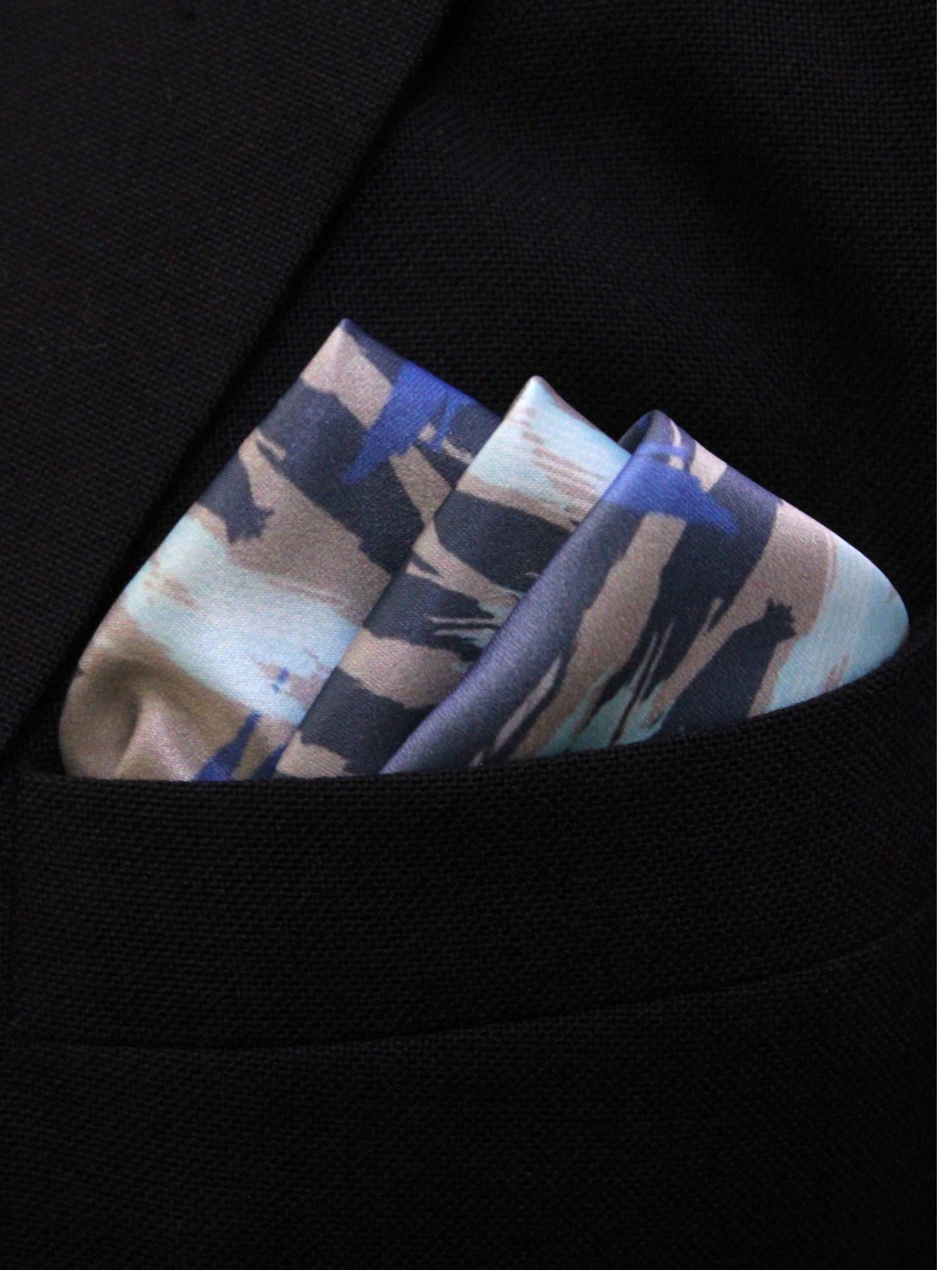 Blue Abstract Microfiber Pocket Square