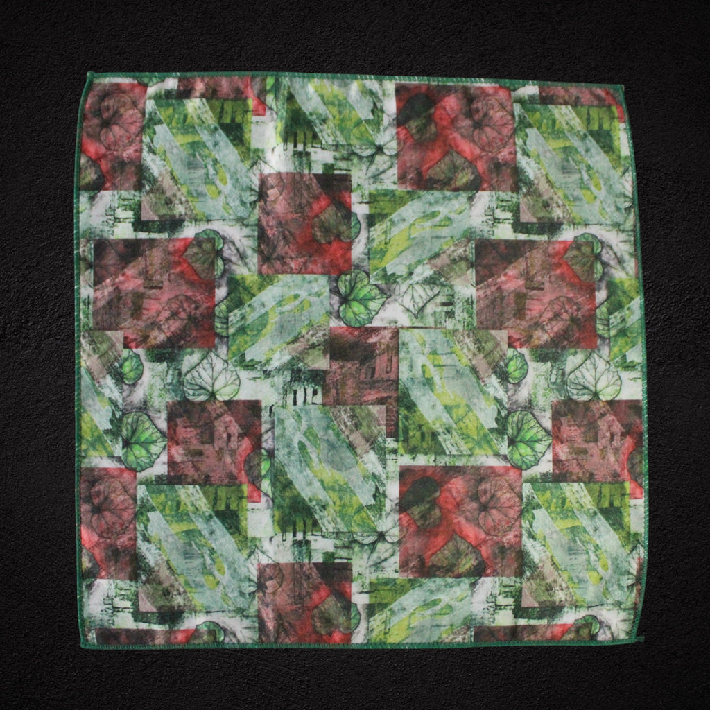 Green Abstract Microfiber Pocket Square