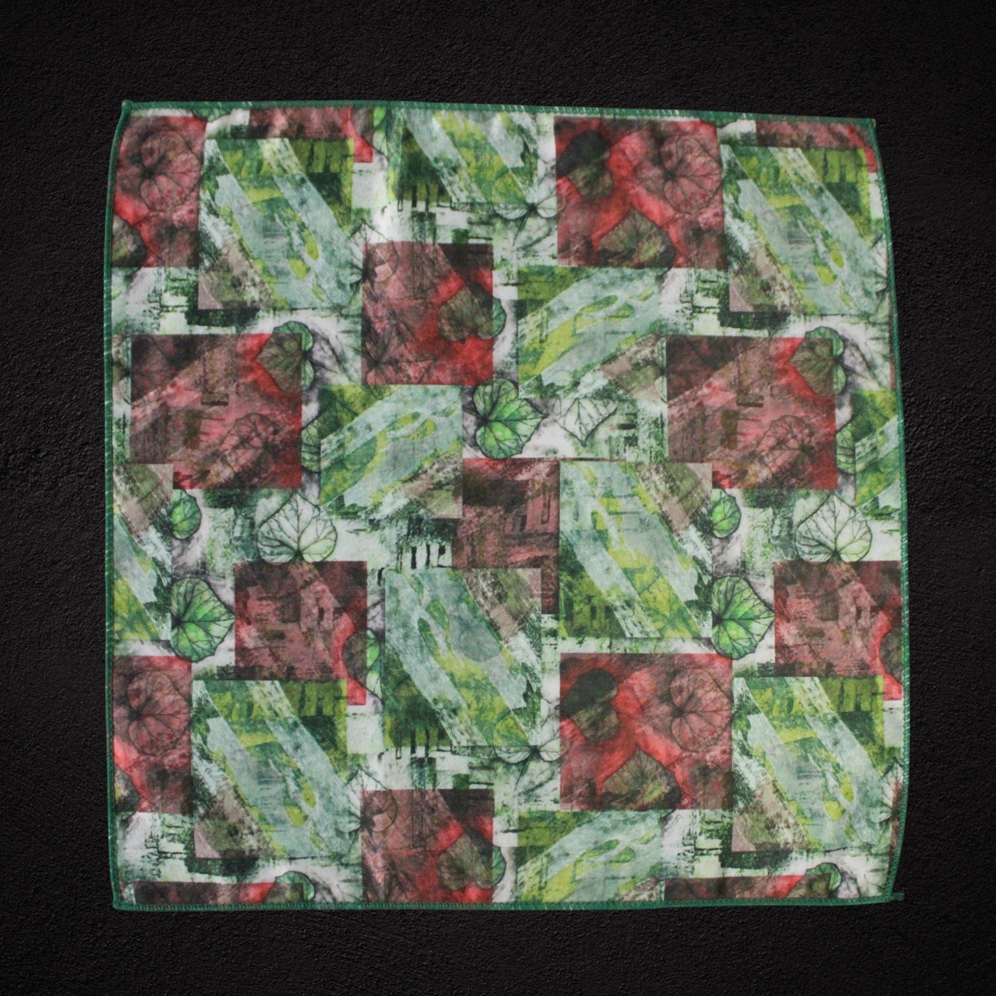 Green Abstract Microfiber Pocket Square
