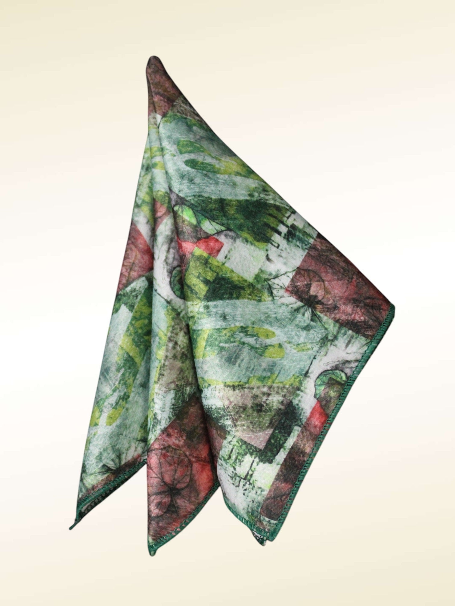 Green Abstract Microfiber Pocket Square