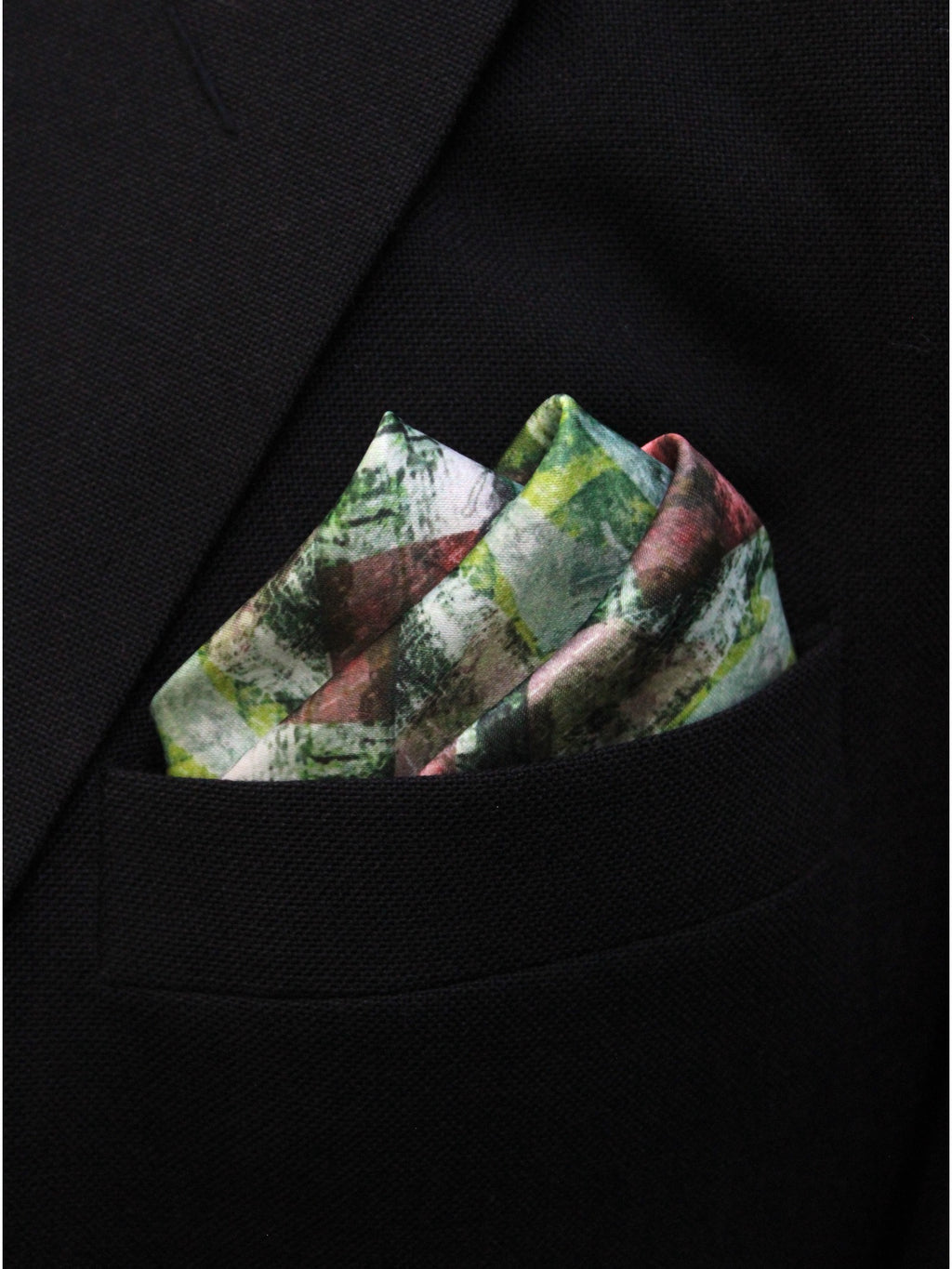 Green Abstract Microfiber Pocket Square