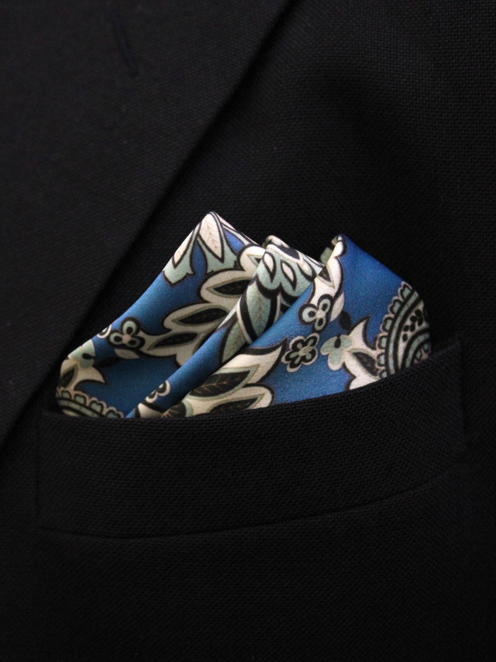 Blue Paisley Microfiber Pocket Square