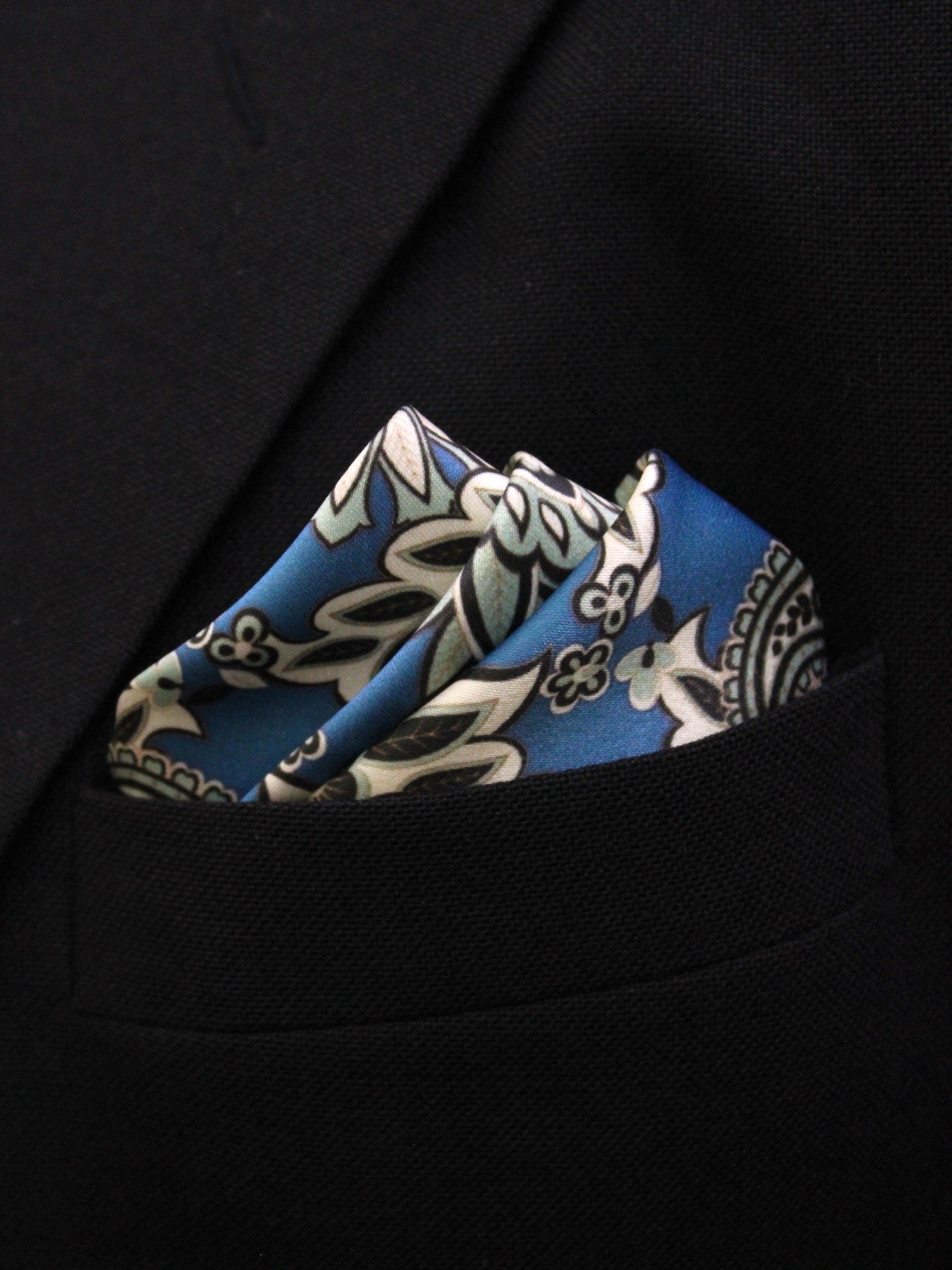 Blue Paisley Microfiber Pocket Square