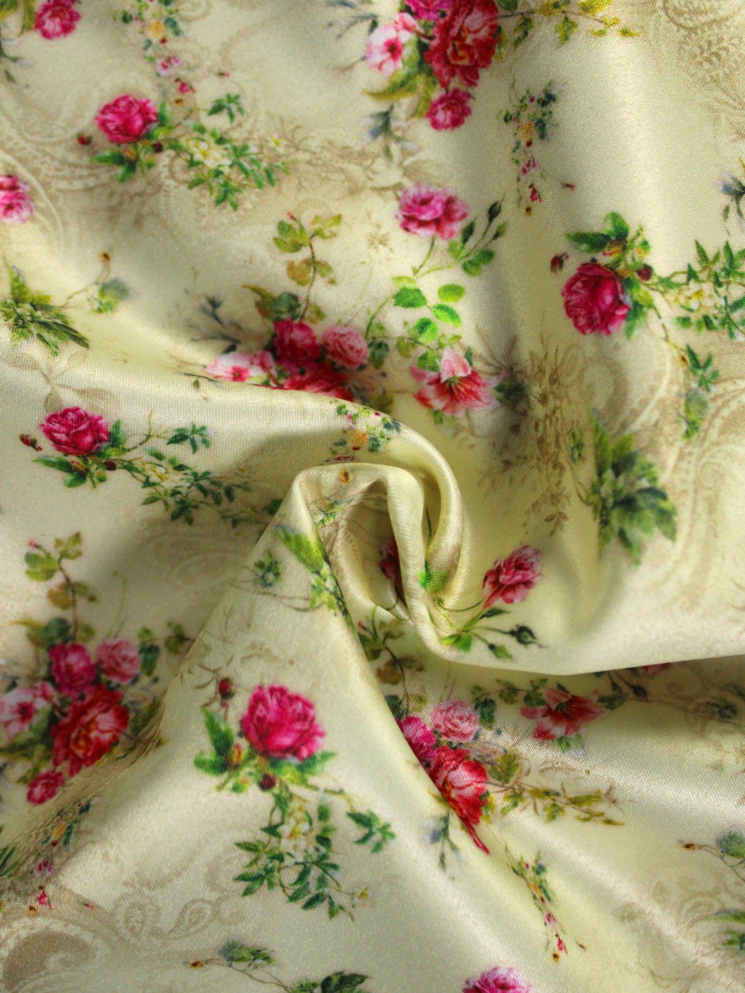 Cream Floral Microfiber Pocket Square