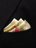 Cream Floral Microfiber Pocket Square