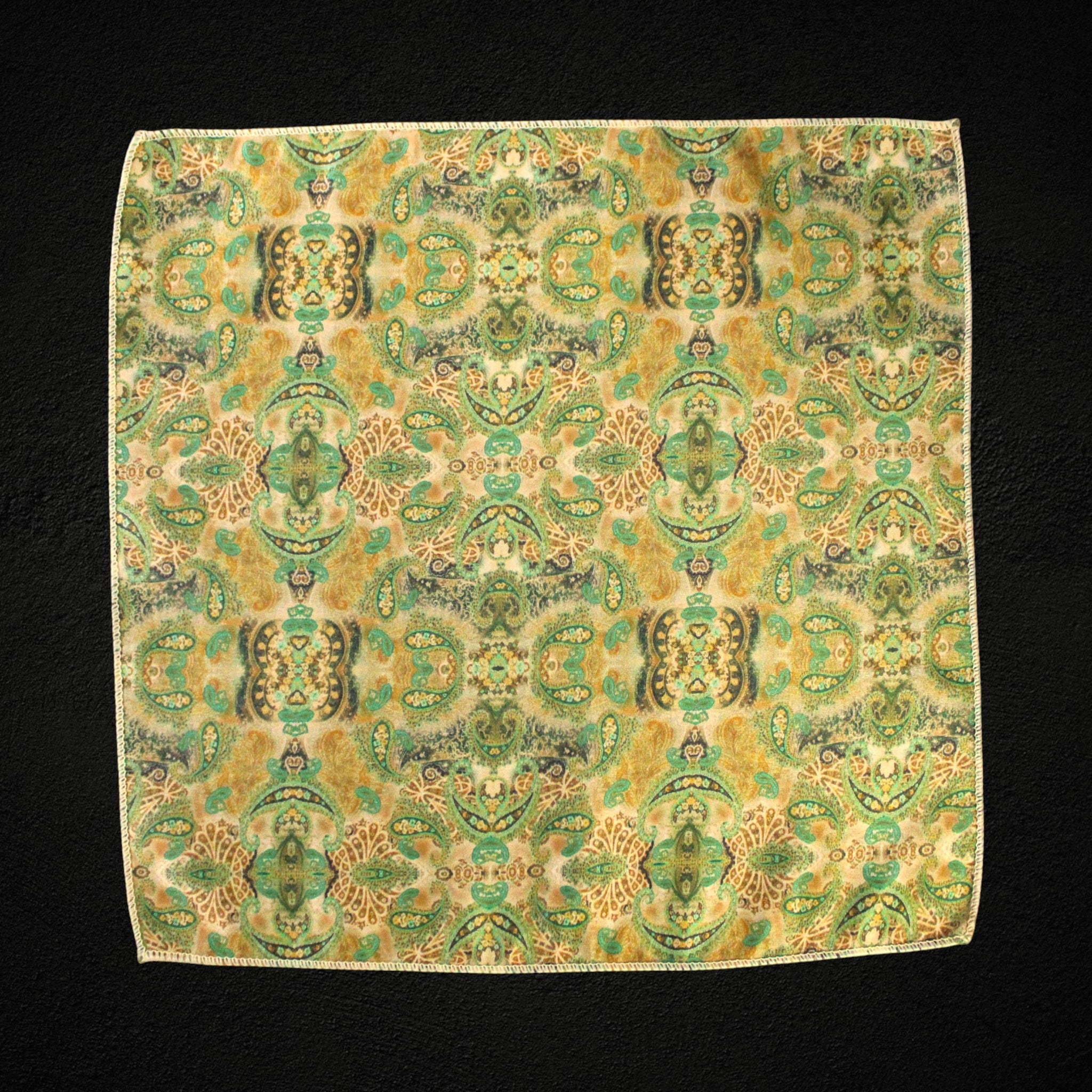 Green Vintage Paisley Microfiber Pocket Square